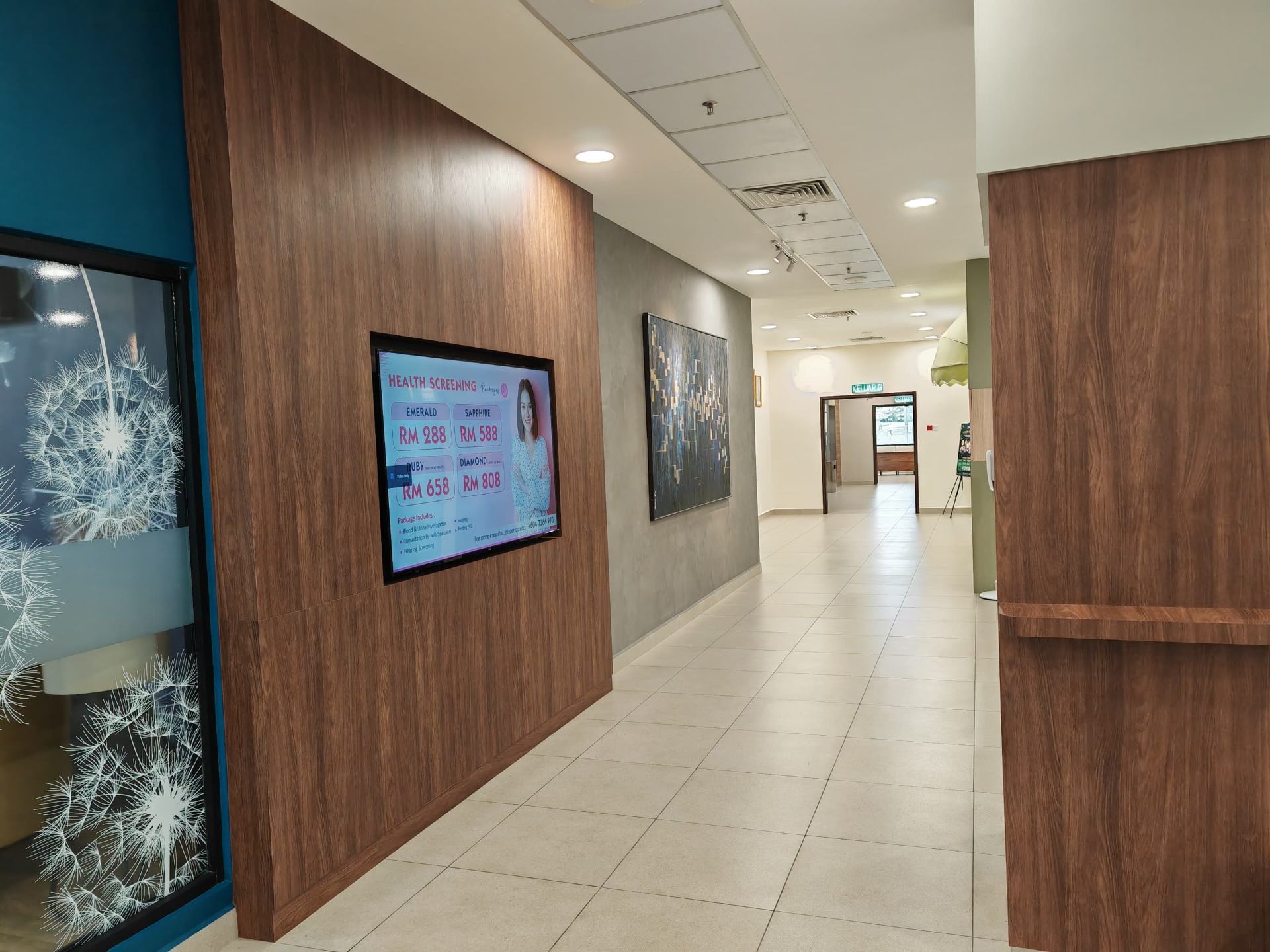 Hospital Corridor with Art and Signage