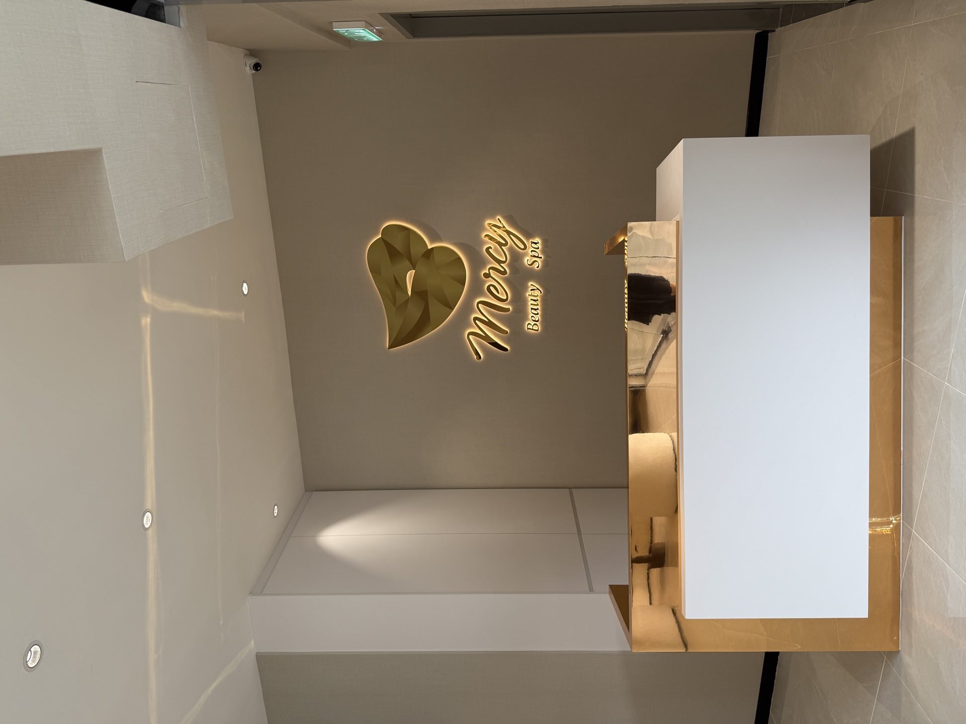 Modern Reception Desk with Metallic Finish